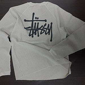 Stussy Raglan Thermal LS Crew_Bone(스투시 래글런 써멀 롱슬리브 크루_본)-M사이즈, 착샷, 세탁(건조기....