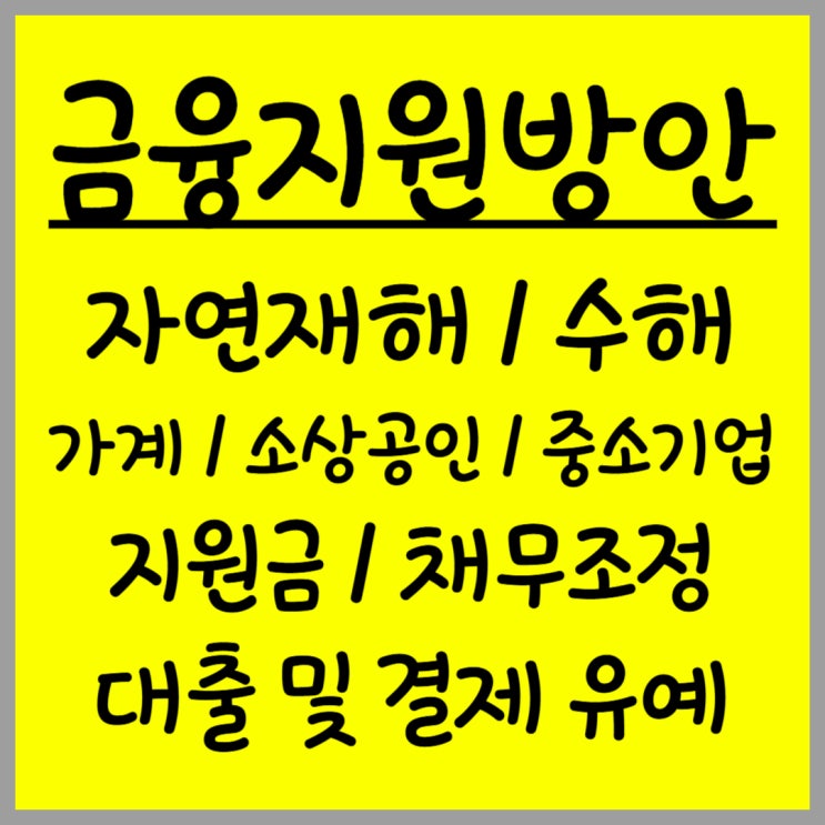  자연재해인 수해로 피해를 입은 가계 및 중소기업을 위한 금융지원방안
