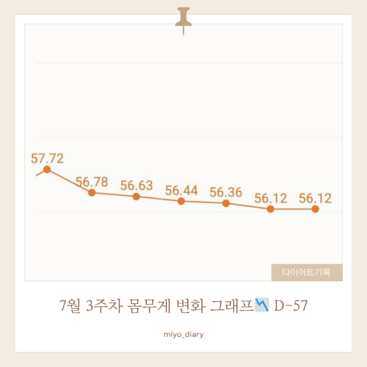  미요의 다이어트 일기 D-57  | 7월 3주차 주간 기록 (7.14~7.20)