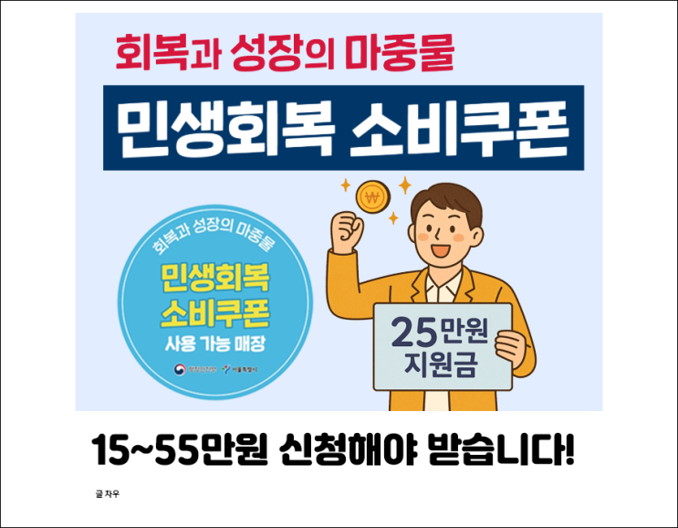  25만원 지급! 민생회복 소비쿠폰 신청방법, 사용처 정리
