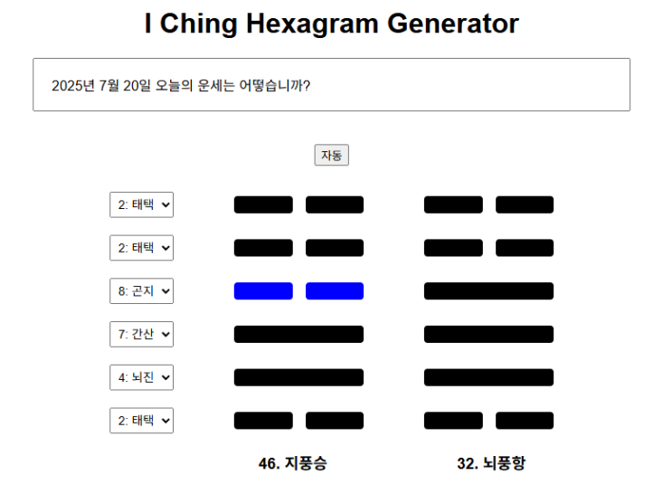  2025년 7월 20일 오늘의 운세 지풍승(地風升, Hex 46) 4효(六四)