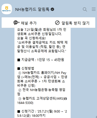  신용카드로 민생회복 소비쿠폰 신청 너무나도 쉬웠던 후기(조심해야할 점!)