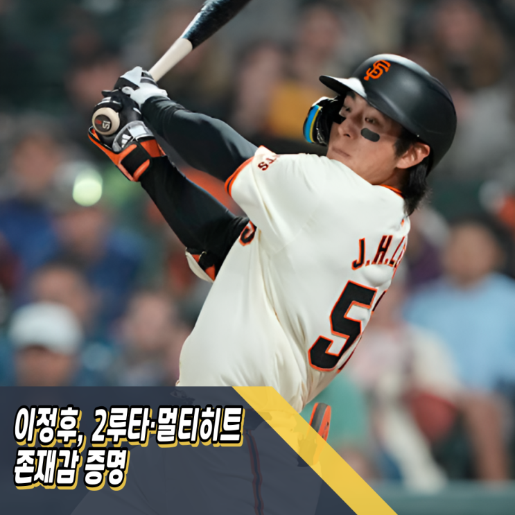 메이저리그 한국선수 <b>이정후</b>, <b>2루타</b>·<b>멀티히트</b>로 존재감 증명