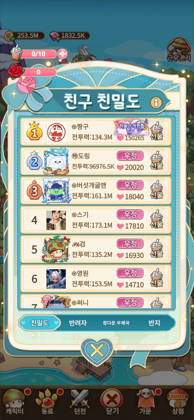  [버섯커키우기]친밀도 15만 달성!