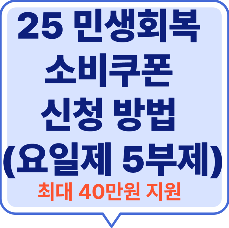  2025 민생회복 소비쿠폰 신청 방법 총정리 (요일제 5부제 7월 21일 시작) 최대 40만원