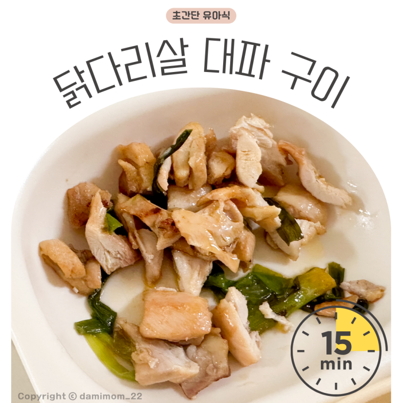 아기 유아식 닭고기 반찬 닭다리살 대파 구이