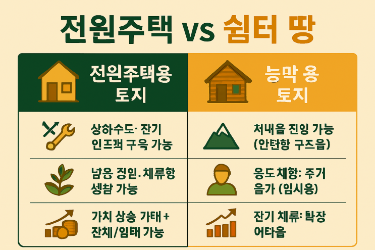  이천 전원주택 부지 vs. 체류형 쉼터용 토지: 당신의 꿈에 맞는 선택은?
