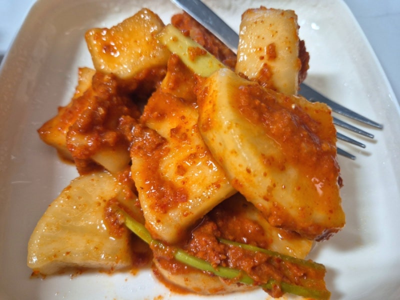 여름무로 맛있고 시원한 깍두기 담그기 - 식은밥 +배주스+새우젓