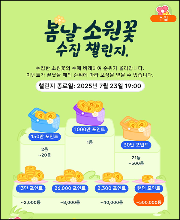  틱톡 봄날 소원꽃 챌린지 7일차(상금 80%~N빵)전원_07.22