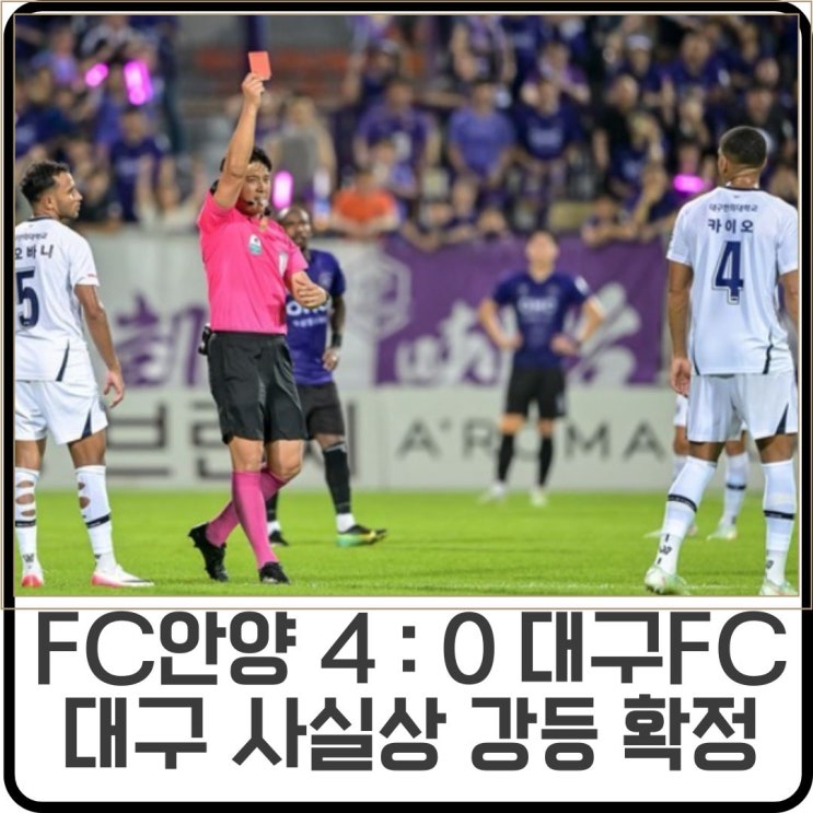 <b>FC</b>안양이 <b>대구FC</b>를 4:0으로 꺾고 <b>강등</b> 선고를 내리다.