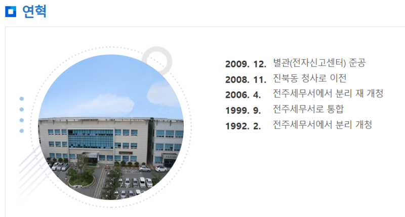 북전주세무서 위치 및 부서별 전화번호, 북전주세무서 영업시간