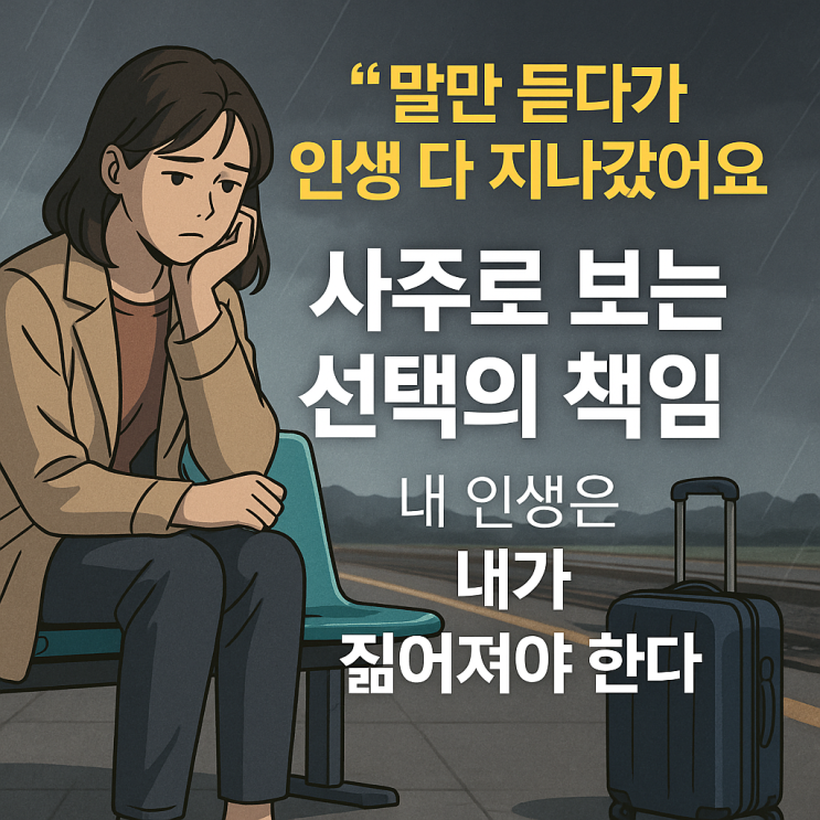  "말만 듣다가 인생 다 지나갔어요"… 사주로 보는 선택의 책임, 내 인생은 내가 짊어져야 한다