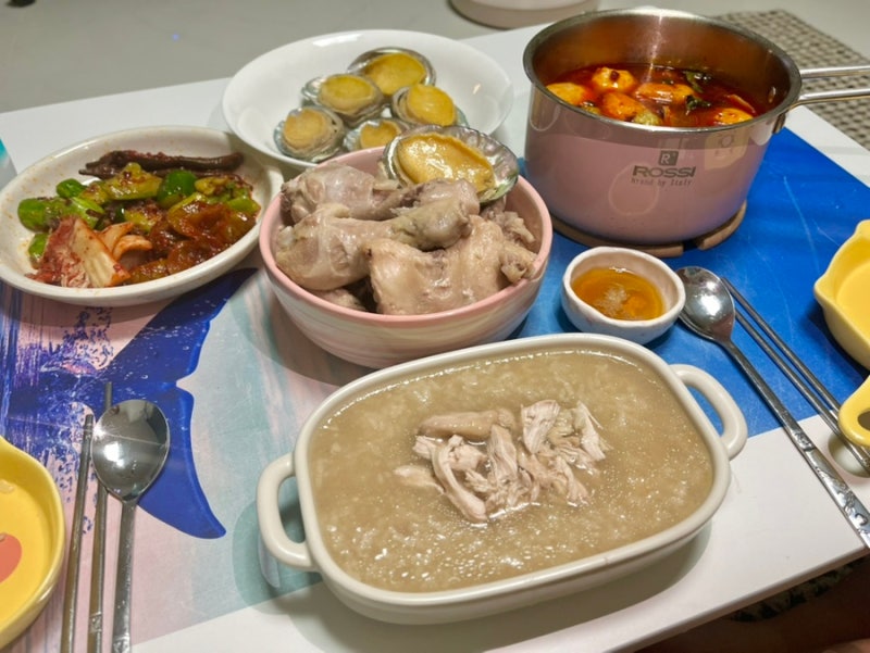 [요리] 6인용 전기밥솥으로 전복 누룽지 백숙 만들기 / 누룽지 모드 없는 밥솥, 전복 쉽게 씻....