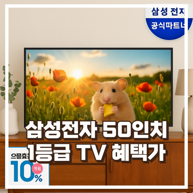  1등급 으뜸효율! 삼성전자 50인치 크리스탈 UHD 4K 비즈니스 TV 리뷰, 혜택가