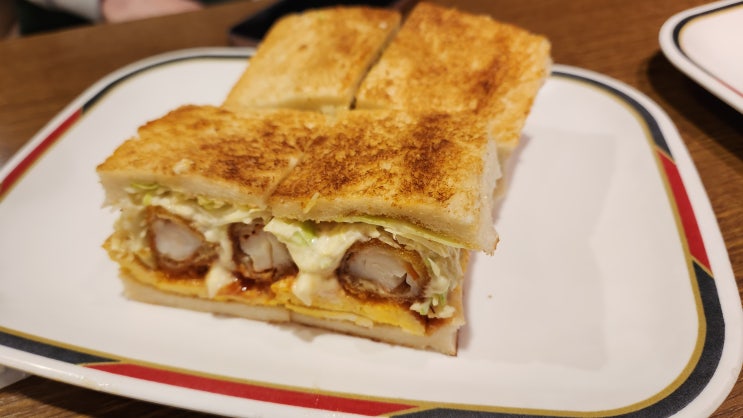  나고야 아침식사 맛집 콘파루 카페 새우튀김샌드위치, 모닝세트