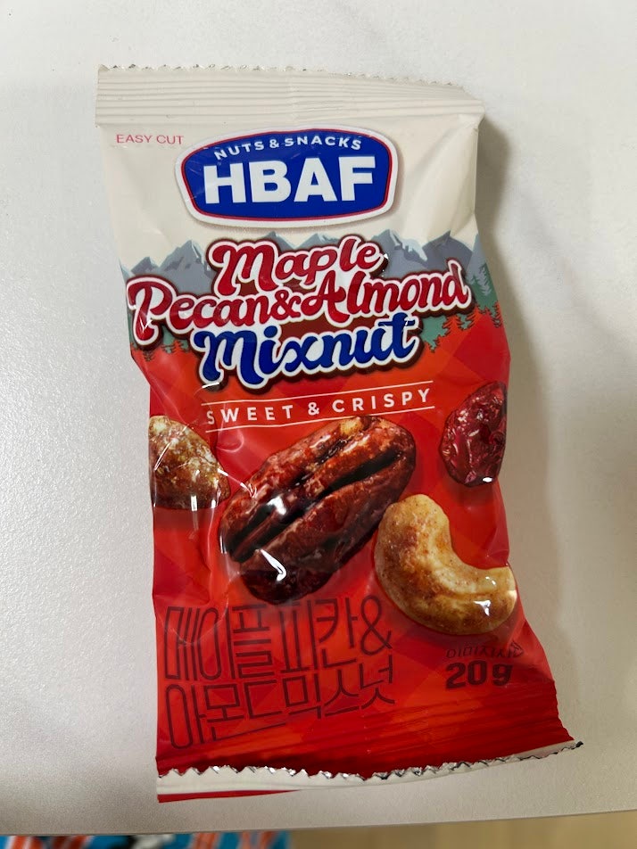 HBAF 바프 메이플피칸 아몬드믹스넛 스윗앤크리스피 20g 솔직 후기 칼로리 및 영양정보