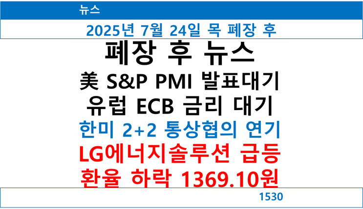 한미 2+2 통상<b>협의</b> 연기, 미국 S&P PMI 발표대기