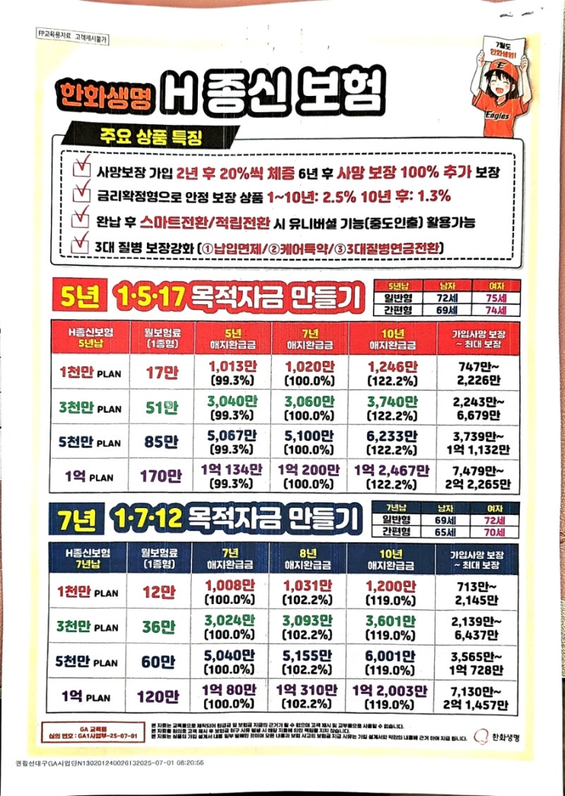 “5년납 5년 거치후 122% 받자! H종신보험으로 안전한 목돈 만들기”