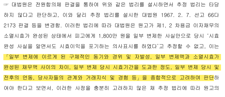 [울산 변호사] 2023다240299 판례로 본 시효완성 채무와 ‘포기 추정’ 법리 폐기 관련 사진