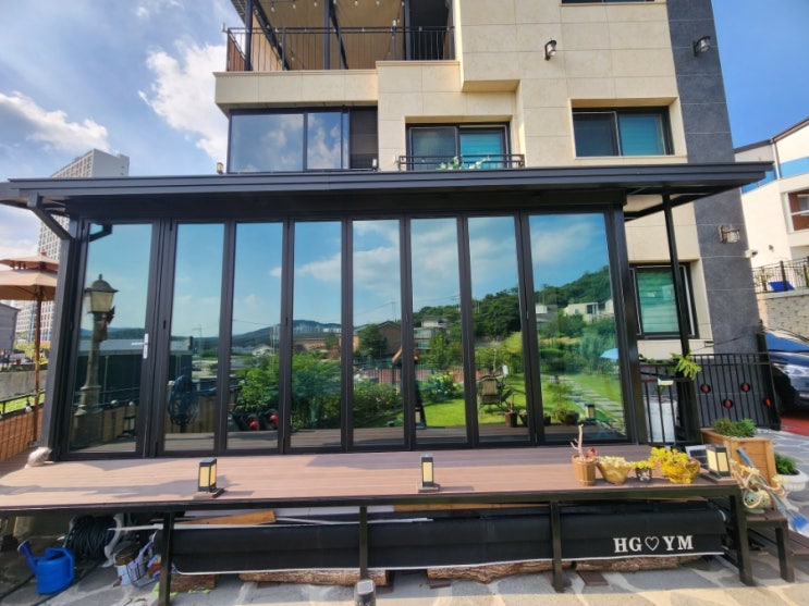  양주 전원주택 썬팅 썬룸 유리 창문 시선차단 열차단 햇빛차단 필름 시공
