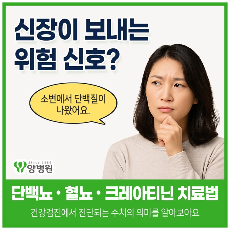  신장이 보내는 위험신호? 단백뇨, 혈뇨, 크레아티닌 수치와 치료법 어떻게 관리하는지 알려드릴게요 | 건강검진 양병원