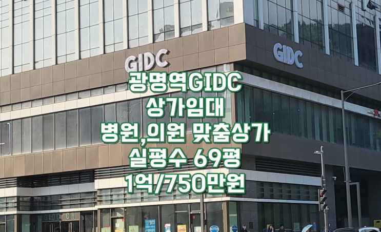  광명역 GIDC 한의원, 병원, 의원(내과, 이비인후과, 피부과, 치과, 안과) 맞춤형 상가 임대