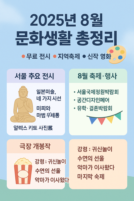  여름방학·휴가철 추천! 2025년 8월 서울 전시·축제·영화 일정 총정리