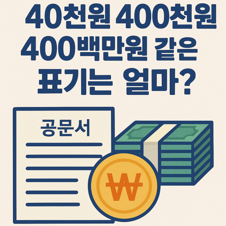  40천원 400천원 400백만원은 얼마? 공문서 금액표기 정리