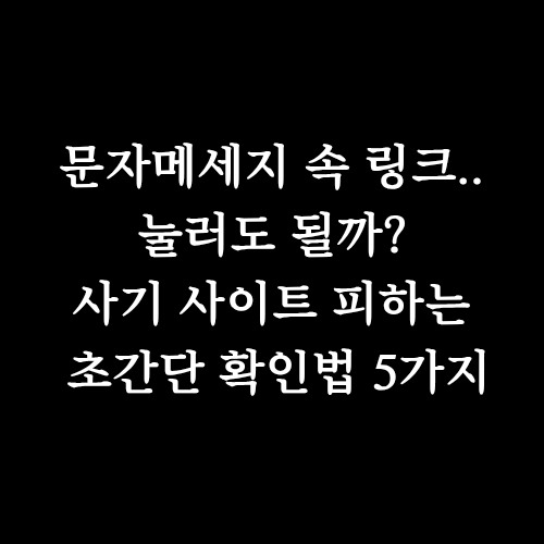  링크 눌러도 될까? 사기 사이트 피하는 초간단 확인법 5가지