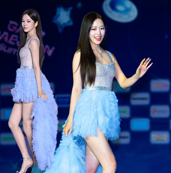  안유진 2025 SBS 가요대전 SUMMER 블루카펫 패션 드레스 가격이?