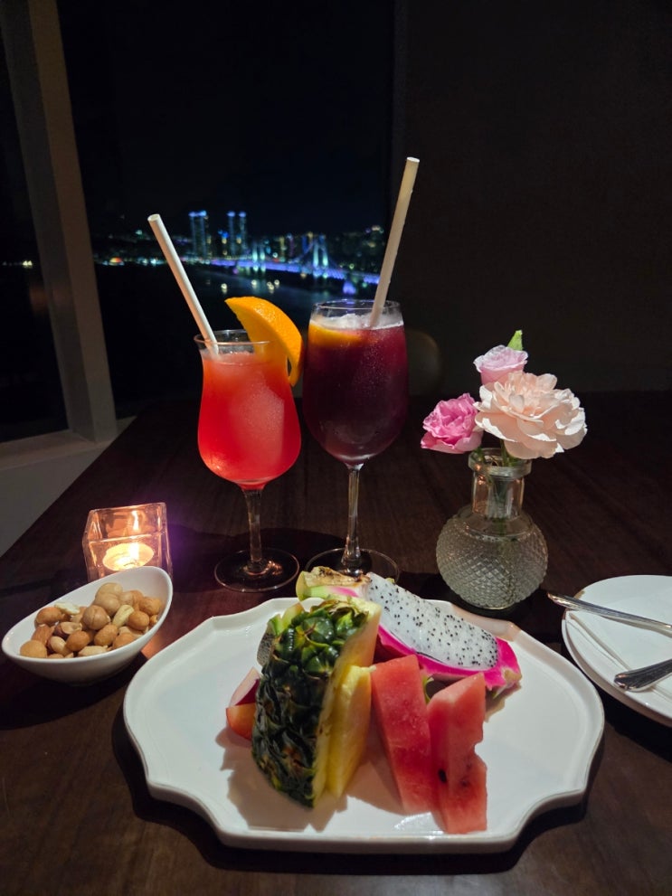  부산 해운대 마린시티 맛집 분위기 좋은 클라우드32 광안대교 뷰 칵테일 세트