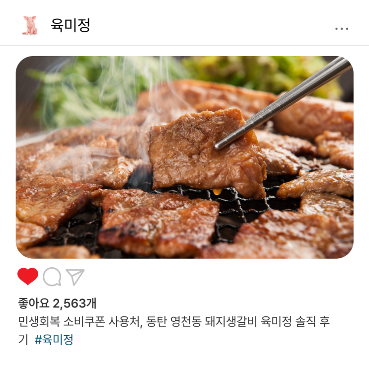 민생회복 소비쿠폰 사용처, 동탄 영천동 돼지생갈비 육미정 솔직 후기