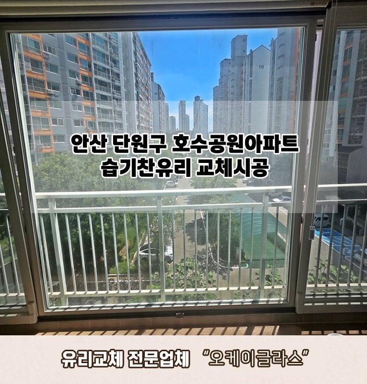  안산시단원구 호수공원아파트 습기찬유리교체 "오케이글라스"