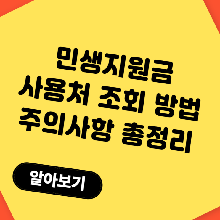  민생지원금 사용처 조회 방법과 주의사항 총정리