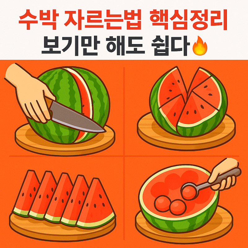 수박 자르는법 네모(사각), 수박 쉽게 자르는법 총정리