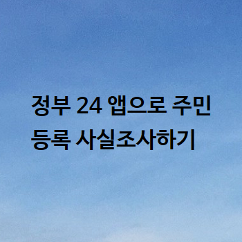  정부 24 앱으로 주민등록 사실조사하기