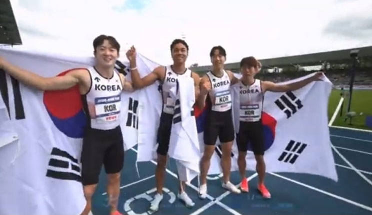 한국육상 <b>남자</b> <b>계주</b> <b>400m</b> 대표팀 하계U대회 <b>금메달</b>