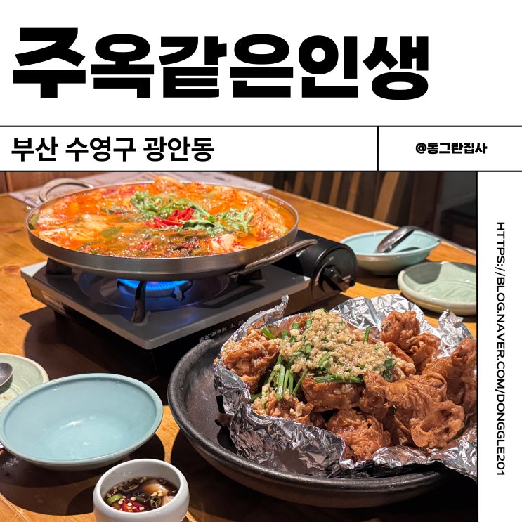  부산 광안리맛집 주옥같은인생 핫플 한식주점 솔직후기 김치전골 마늘통닭