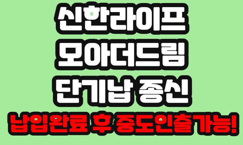 신한라이프 모아더드림 플러스 단기납 종신 보험!
