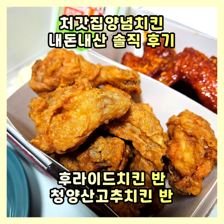  처갓집 청양산고추치킨 후기 후라이드 반반 내돈내산 솔직 리뷰!