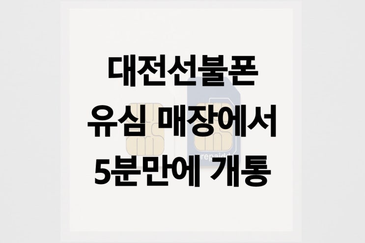  대전선불폰 유심 개통, 5분 만에 개통 방법