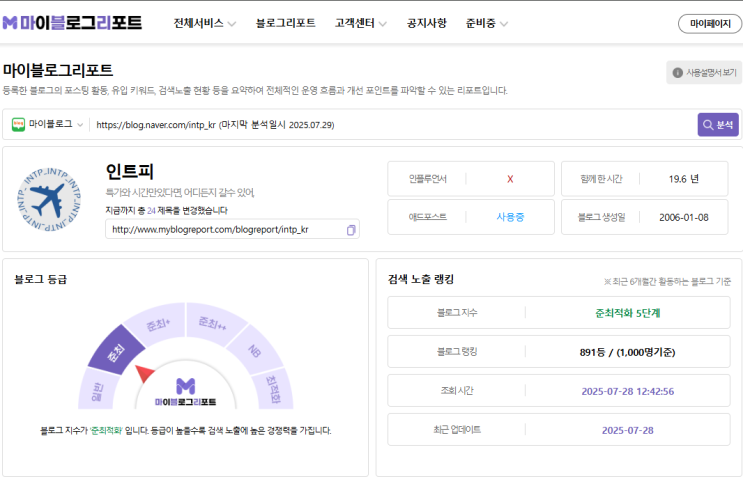  마이블로그리포트 블로그지수분석으로 상위노출해보자