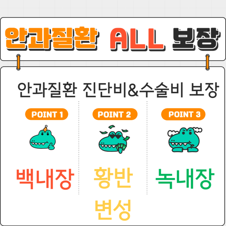  안과질환 백내장, 황반변성, 녹내장 진단비와 수술비