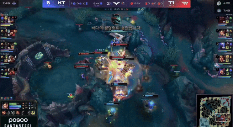 라이벌 <b>KT</b>를 찍어누르며 2대... 3<b>연승</b>을 <b>질주</b>하고 있는 T1