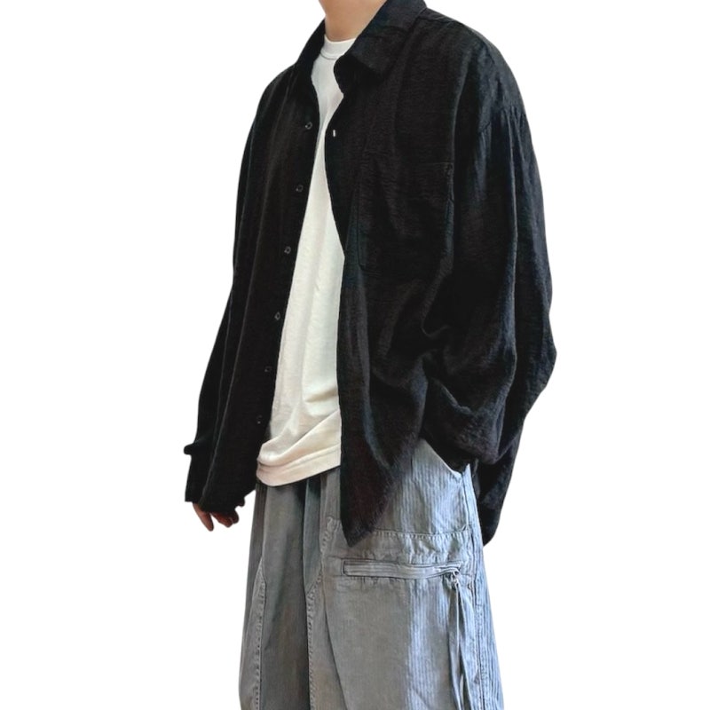 남자 오버핏 셔츠 여름 긴팔 남방 스타일리쉬한 남성 데일리룩 놈코어룩 코디