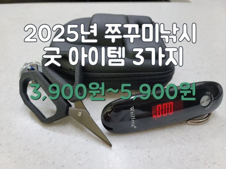  2025년 쭈꾸미 낚시 아이템 합사가위 베이트릴 케이스 손저울 3900원 5900원