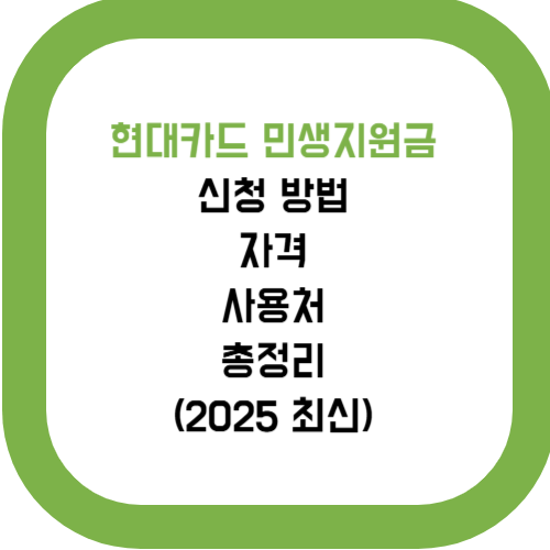  현대카드 민생지원금 신청 방법, 자격, 사용처 총정리 (2025 최신)