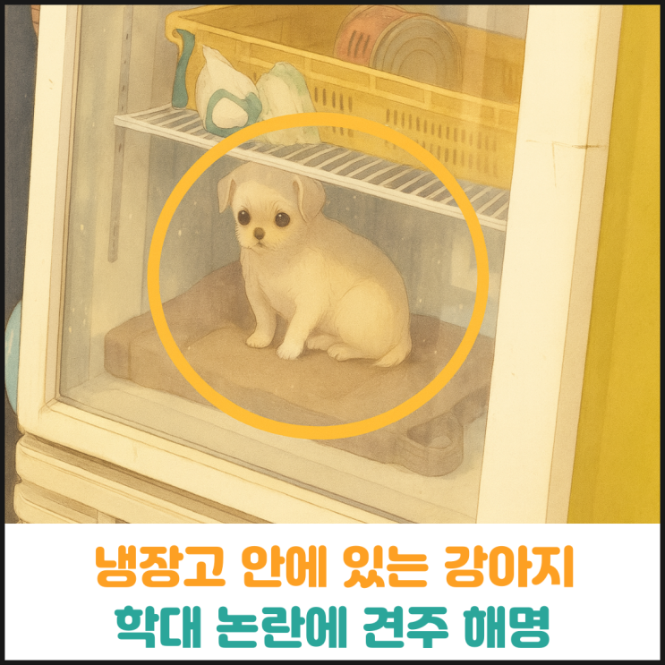  냉장고 안에 있는 강아지, 학대 논란에 주인 해명