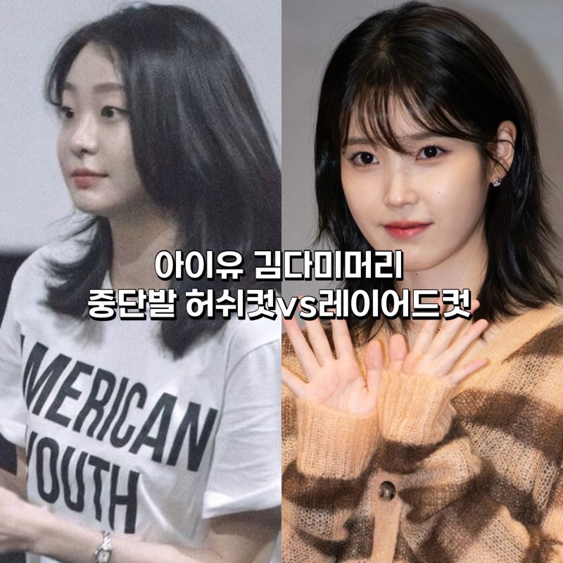 아이유 김다미머리 중단발 허쉬컷vs레이어드컷 C컬펌 레퍼런스