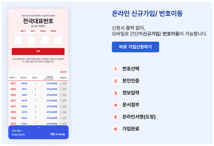  전국 대표번호 번호이동 유의 사항